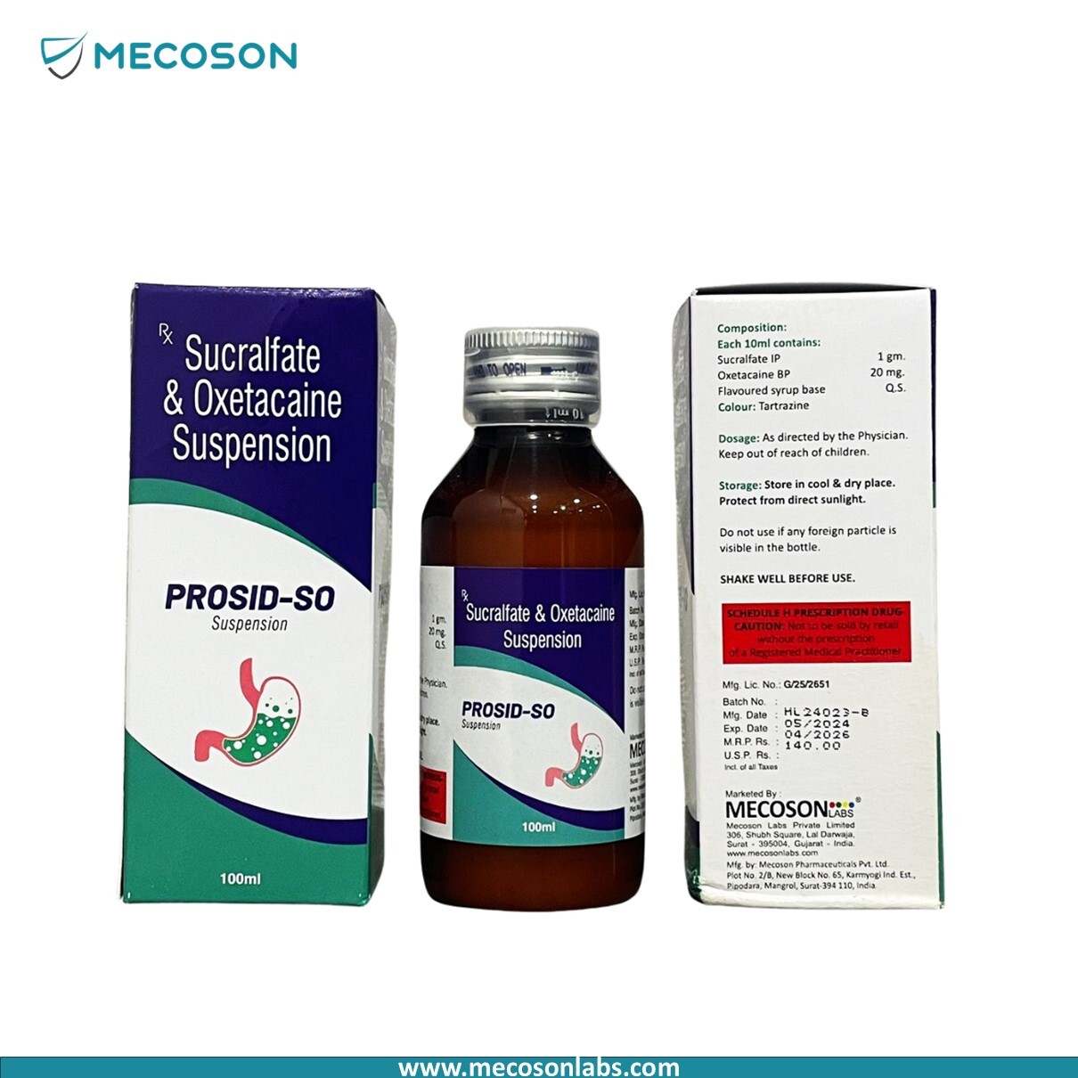 Sucralfate-oxetacaine Oral Solution - 100ml Liquid, For Ulcer Treatment & Pain Relief