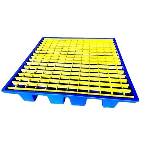 Industrial Plastic Pallet - 1300x1300x200 Mm, Blue Mesh Style With 4-way Entry And 4000 Kgs Static Load Capacity