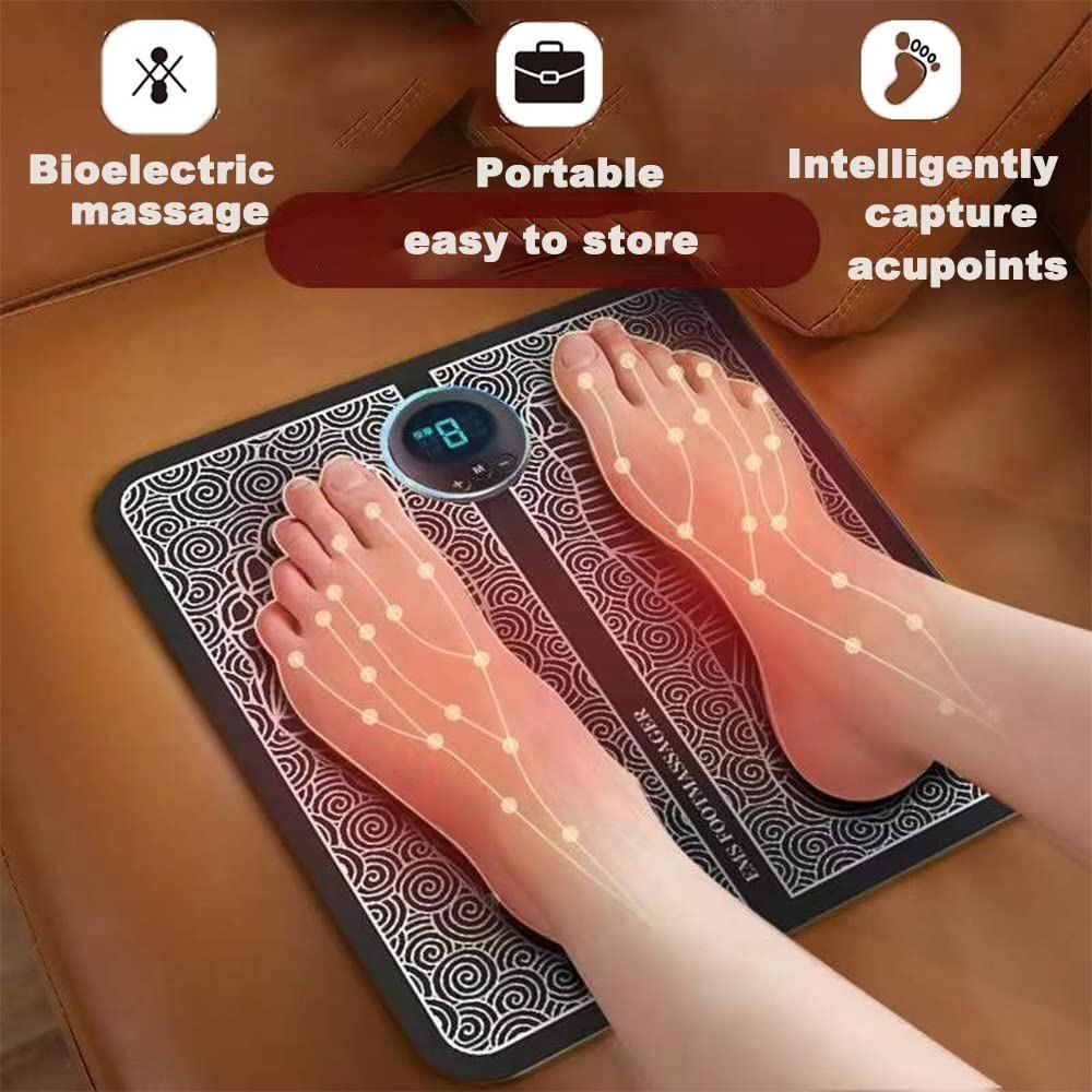 Mitsico Foot Massager - Pu Leather & Foam Cotton Board 55x55x13mm | 8 Modes 19 Intensity Levels Easy To Use Rechargeable & Portable