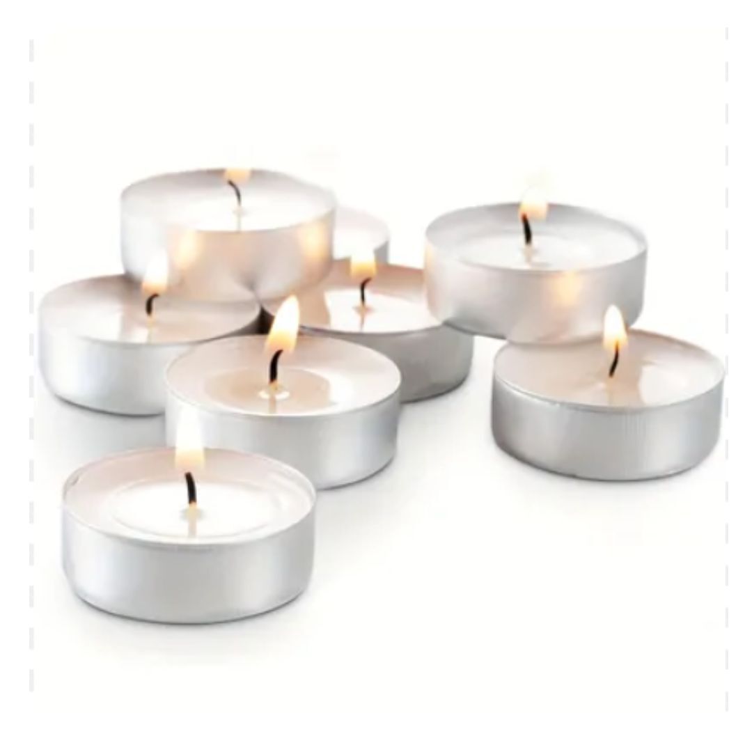 Tea Light Candles - Paraffin Wax, Customized Size , Elegant White Color With Custom Logo Options And 2-3 Hours Burn Time