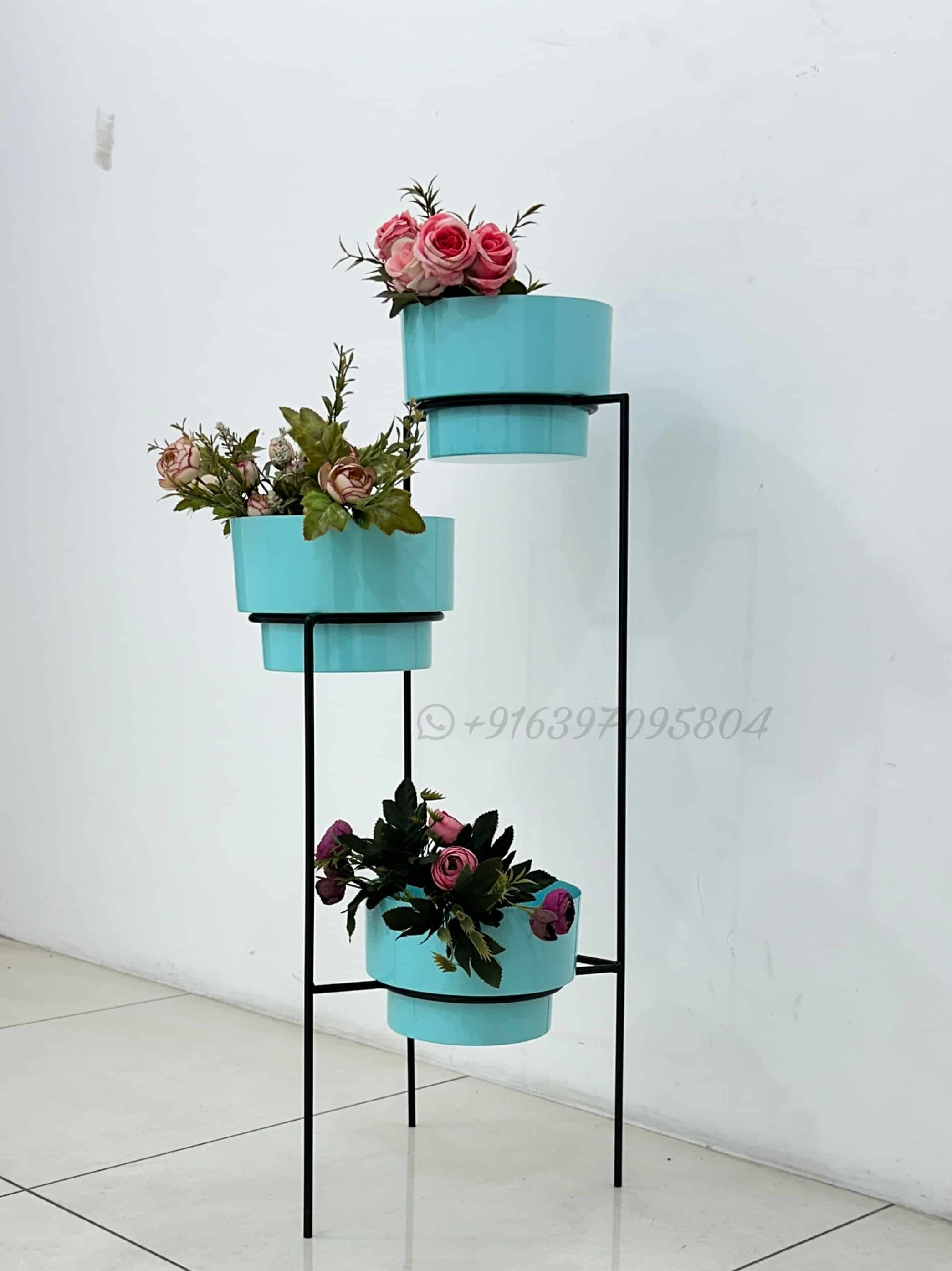 Iron Flower Pot Set Of 3 - Height: 6 Inch (In)