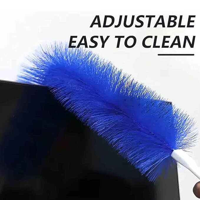 Mitsico Flexible Fan Dusting Brush - Microfiber Bristles, Free Size, Multicolor | Bendable Rod For Easy Dusting In Hard-to-reach Areas