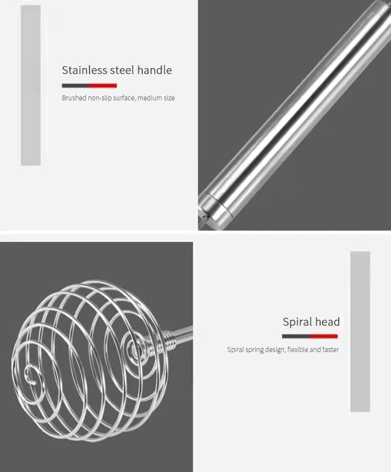 Mitsico Steel Spiral Egg Beater - Stainless Steel, Free Size, Silver | Coil Spiral Design For Whipping, Aerating, And Versatile Mixing Tasks