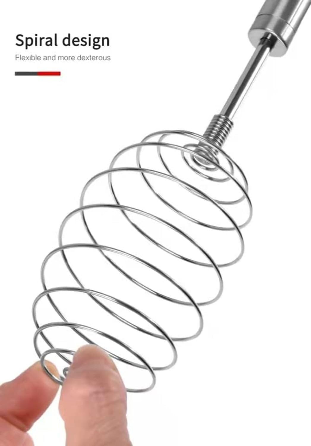 Mitsico Steel Spiral Egg Beater - Stainless Steel, Free Size, Silver | Coil Spiral Design For Whipping, Aerating, And Versatile Mixing Tasks