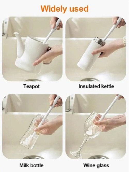 Mitsico Long Handle Bottle Washing Brush - Multi Functional Plastic Brush, Convenient Folding Design, Hard Brush Head For Deep Cleaning