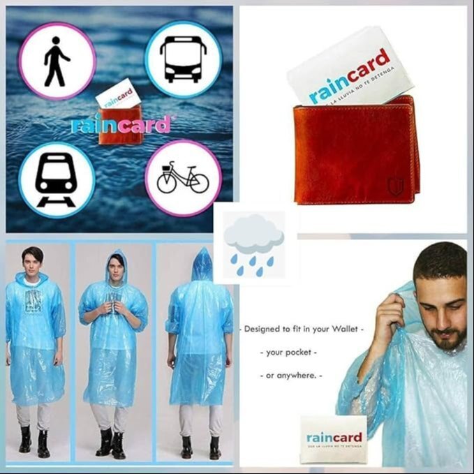 Mitsico Rain Card - Pvc Material, Free Size, Multicolor | Regular Fit Disposable Raincoat, Compact For Camping And Outdoor Activities