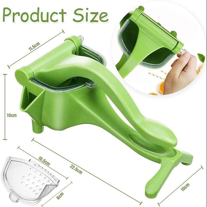 Mitsico Plastic Manual Citrus Juicer - Food-grade Pvc, Free Size, Multicolor | Ergonomic Handle, Anti-drip Triangle Spout, 2 Filters Included