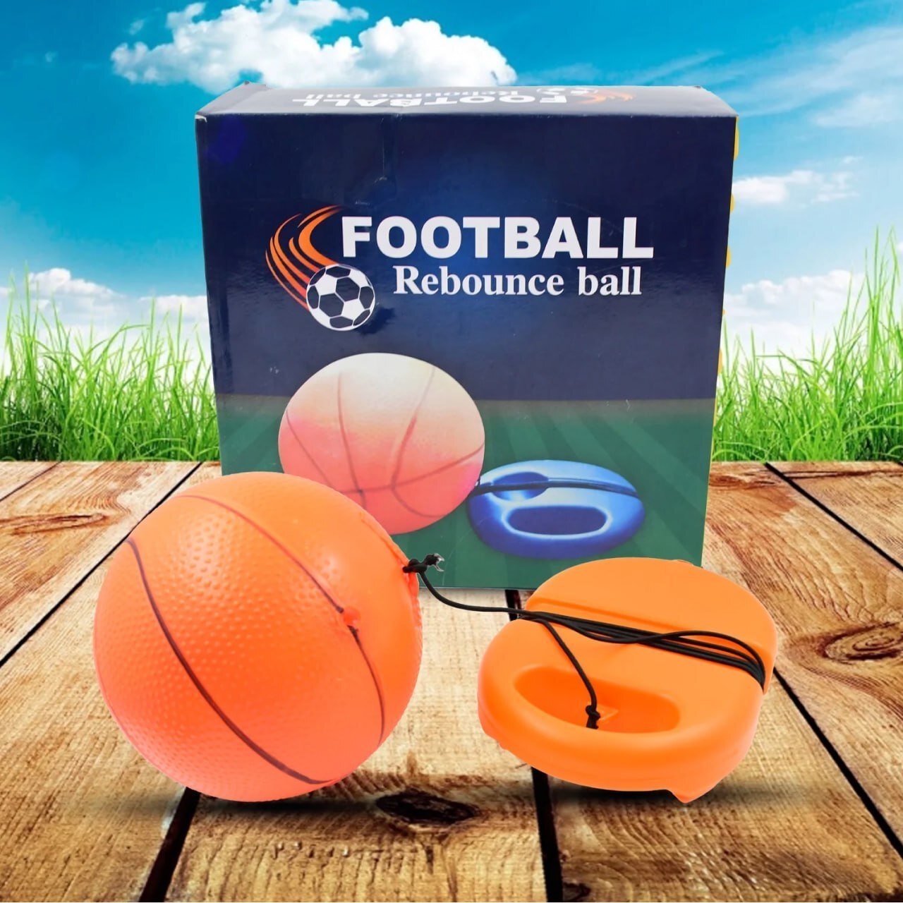 Mitsico Football Rebound Ball With String - Lightweight Plastic, Free Size, Orange | Indoor And Outdoor Trainer For Speed, Concentration, And Physical Skills