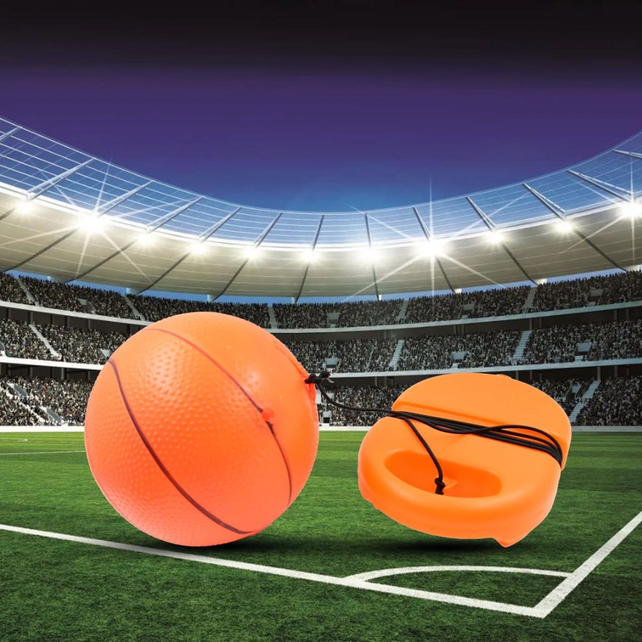 Mitsico Football Rebound Ball With String - Lightweight Plastic, Free Size, Orange | Indoor And Outdoor Trainer For Speed, Concentration, And Physical Skills