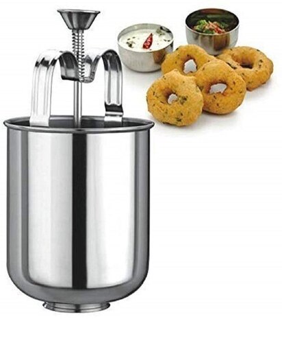 Mitsico Stainless Steel Medu Vada Maker With Stand - Metal, Free Size, Silver | Manual Operation, Easy Disassembly, Multi-Function Doughnut Dispenser