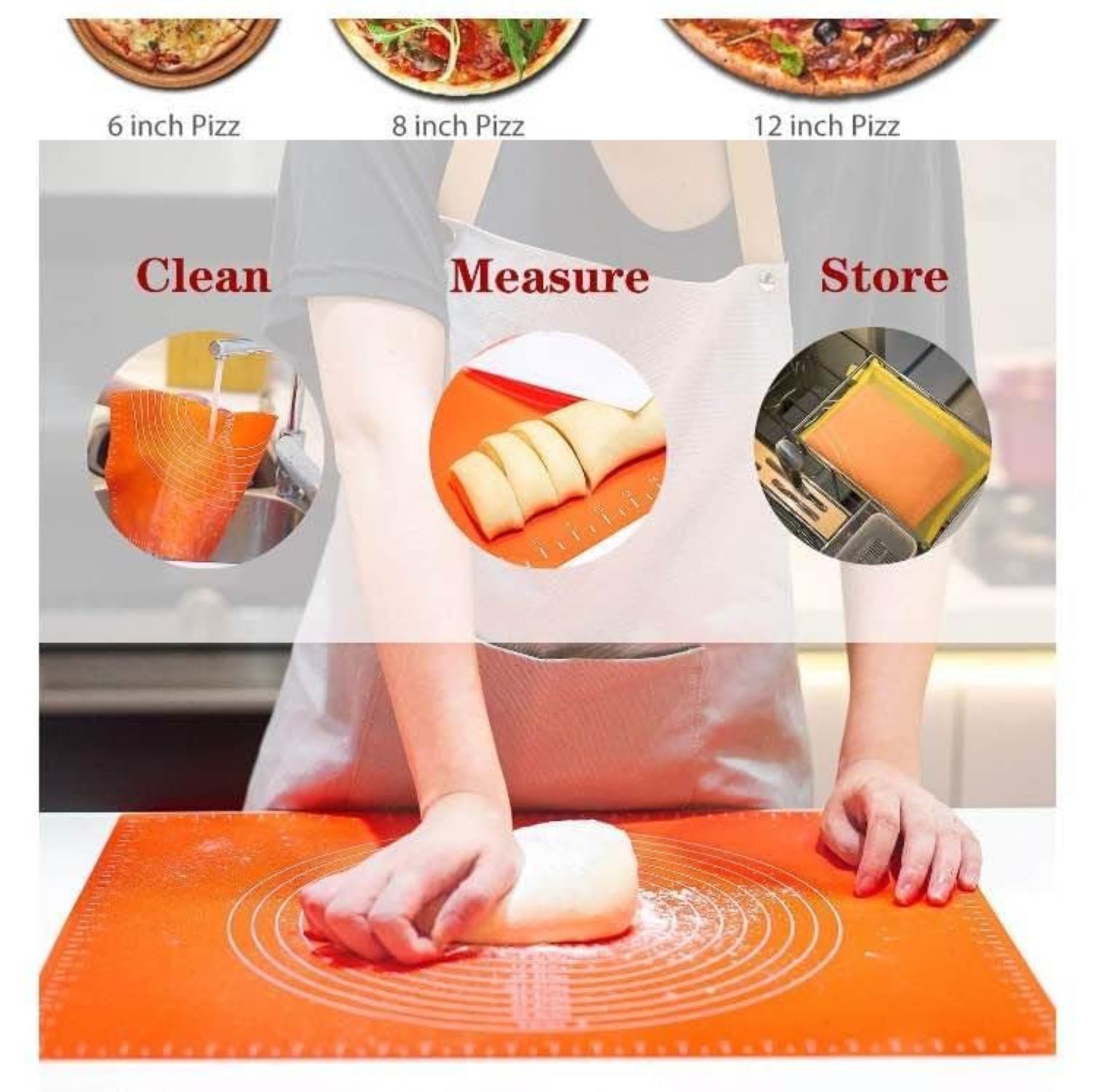 Silicone Roti Mat - Silicone & Fiberglass, 19.7x15.7 Inches, Anti-slip Bottom, Double Thickness, Stain-proof & Non-stick, Multi-color Design