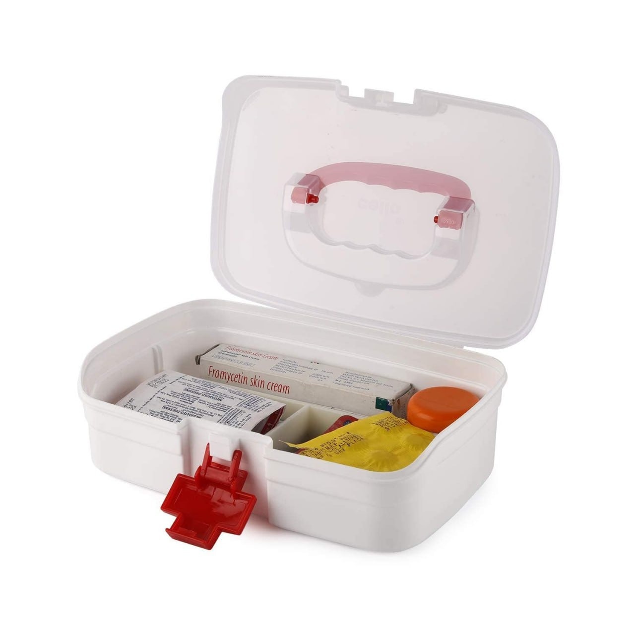 Mitsico Small First Aid Box Rectangular - Abs Plastic, Small Size, White Color | Multipurpose Storage For Medicines, Cosmetics & Accessories