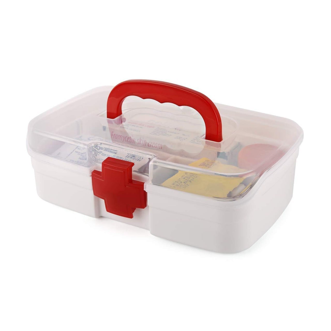 Mitsico Small First Aid Box Rectangular - Abs Plastic, Small Size, White Color | Multipurpose Storage For Medicines, Cosmetics & Accessories