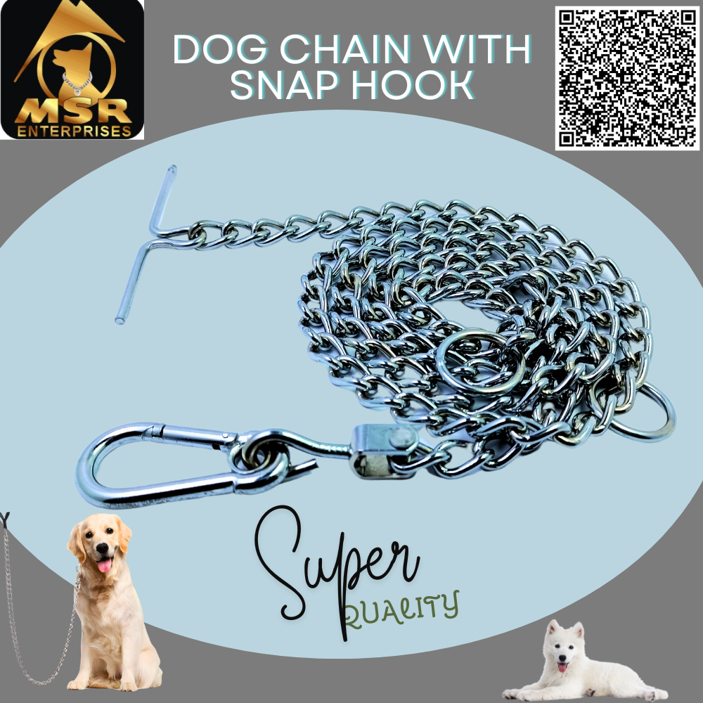 Plain Twisted Iron Dog Chain With Snap Ballan Hook - 5 Feet | High-quality Iron Material, Silver Color, Durable Twisted Design