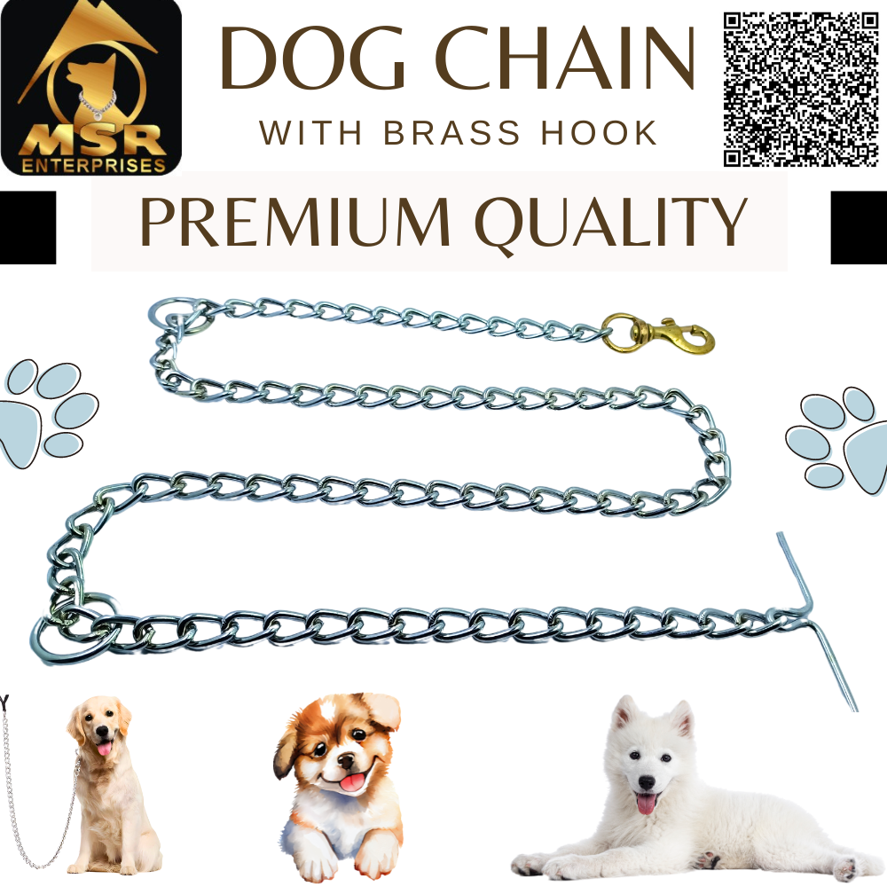 Plain Twisted Iron Dog Chain With Brass Hook - Color: Ss