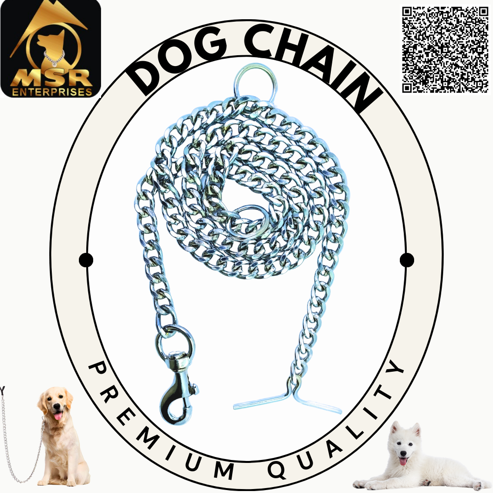 Grinded Twisted Iron Dog Chain With Zinc Hook - High Quality Iron Material, Silver Finish | Strong Design For Enhanced Dog Safety