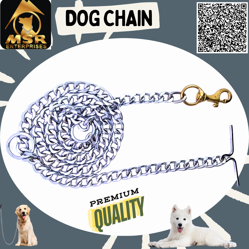 Grinded Twisted Iron Dog Chain - 5 Feet, Silver Color With Brass Hook For Enhanced Strength And Security