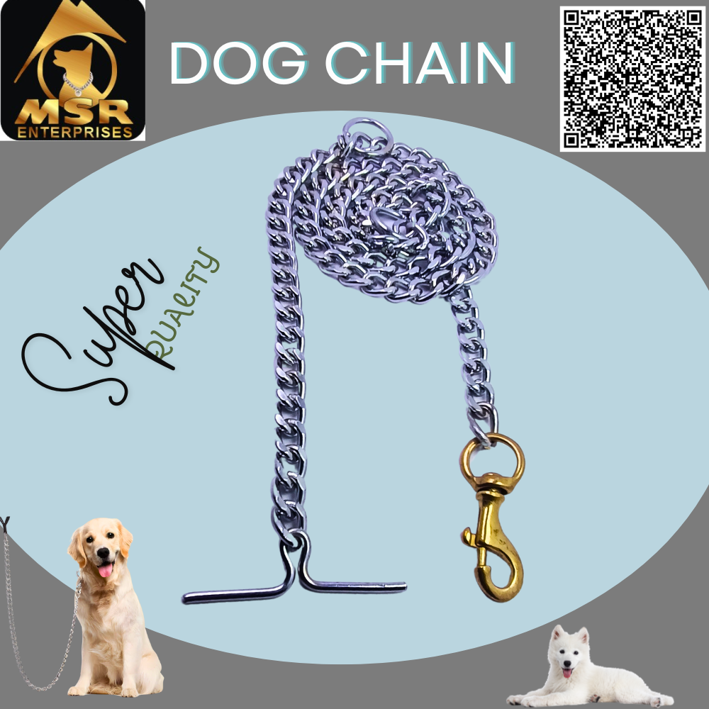 Grinded Twisted Iron Dog Chain - 5 Feet, Silver Color With Brass Hook For Enhanced Strength And Security