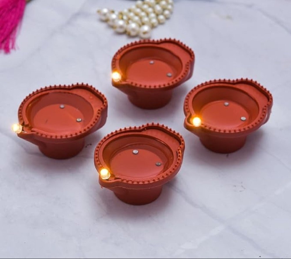 Mitsico Water Sensor Diya Lights - Abs Plastic, Free Size, Yellow Light | Flameless & Smokeless Led Diya For Indoor/outdoor Festivities, Traditional Ambiance