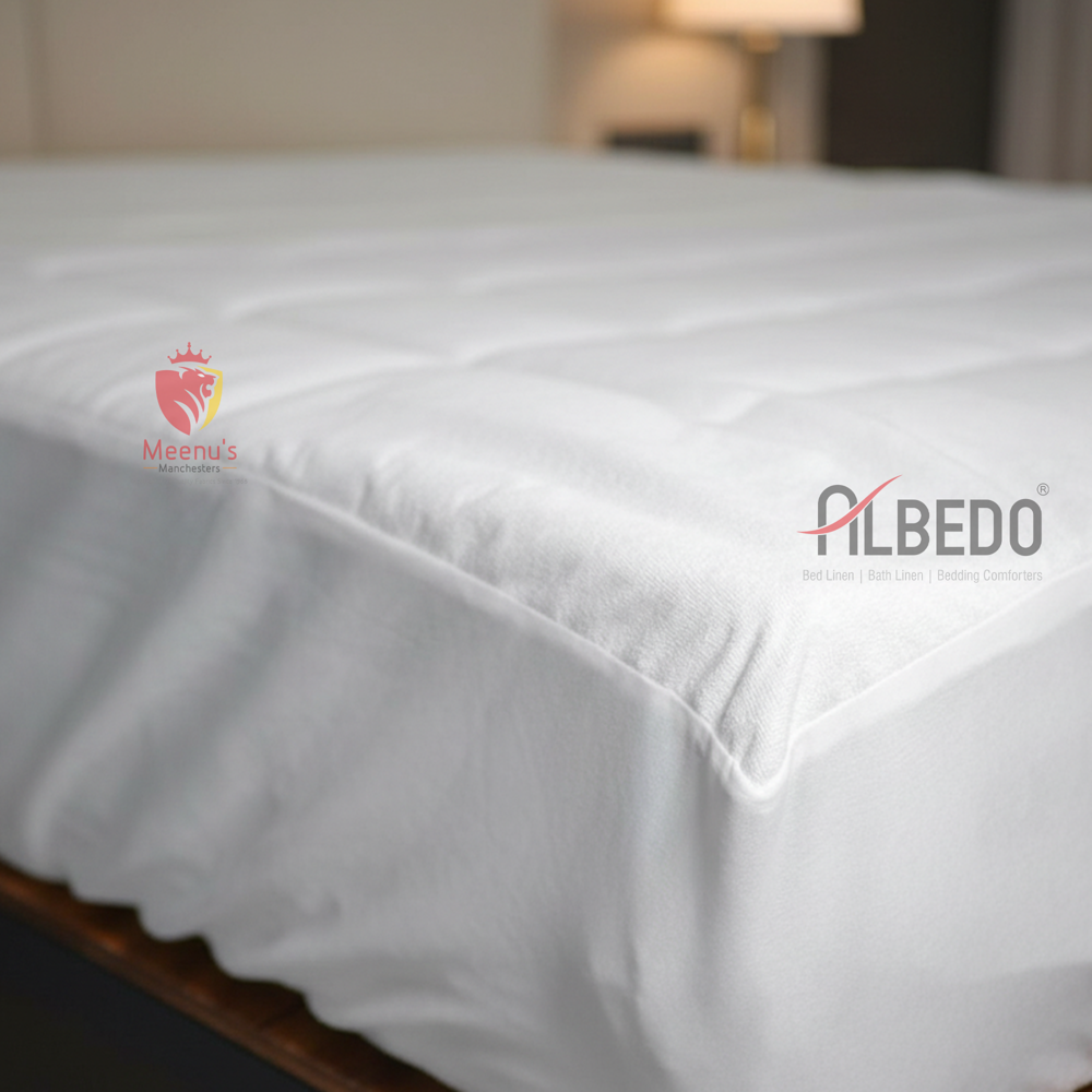 Hotel Mattress Protector - 100% Cotton, 72"x72", White Color | Washable, No Shrinkage, Plain Pattern