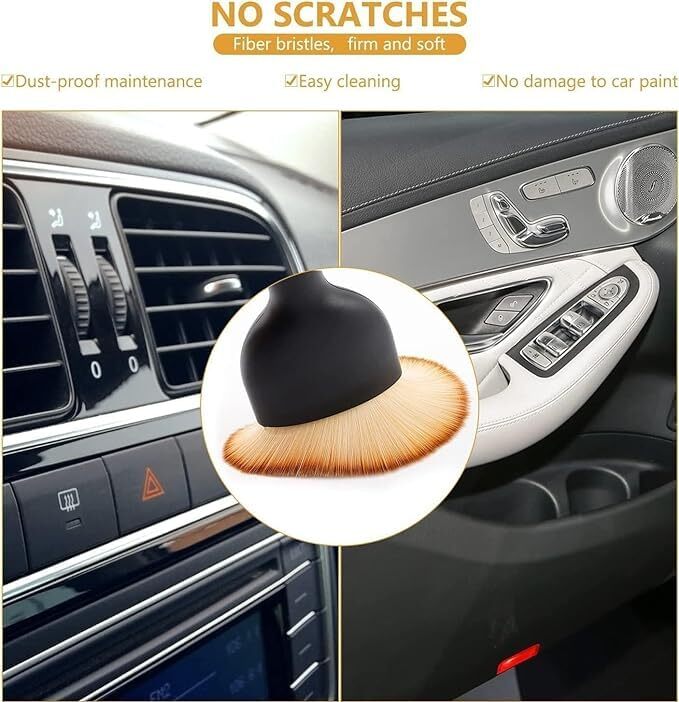 Car Interior Cleaning Brush - Plastic, 10x6x3 Cm | Soft Bristles For Dusting Ac Vents, Dashboard & Hard-to-reach Areas, Ergonomic Grip