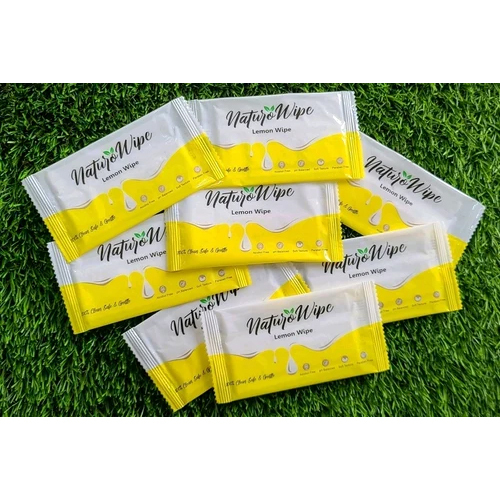 Lemon Wet Tissue - Cotton Material, 15x20 Cm Size, White Color | Antibacterial, Odor-neutralizing, Skin Toning Properties