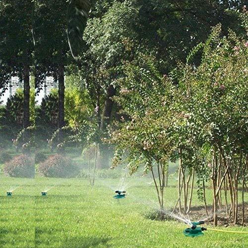 Garden Sprinkler - Abs Plastic, Adjustable Rotating Nozzles, 3 Arms, 360 Degree Coverage, 26ft-32.8ft Spray Distance, Efficient Water-saving Design