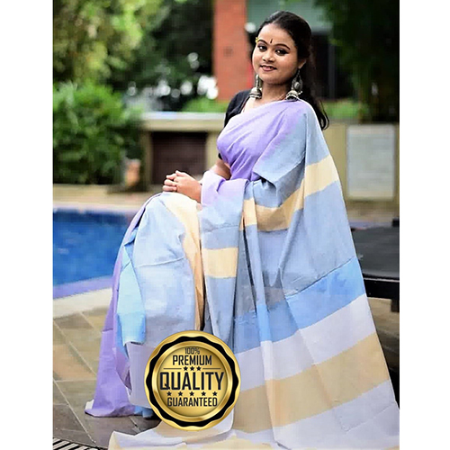 Khadi Cotton Multi Colour Check Saree - Occasion: Traditional