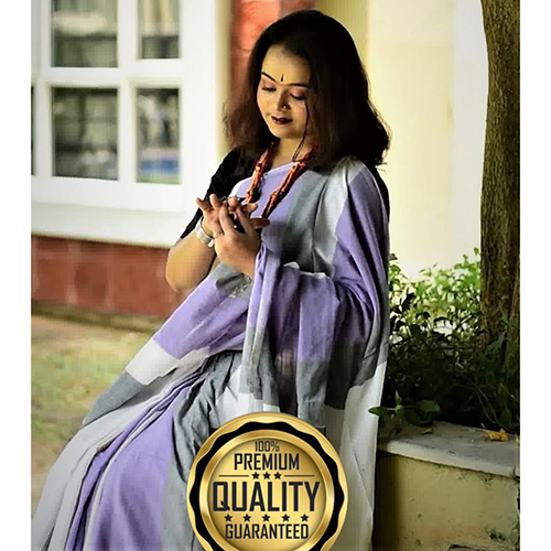 Khadi Cotton Multi Colour Check Saree - Occasion: Traditional