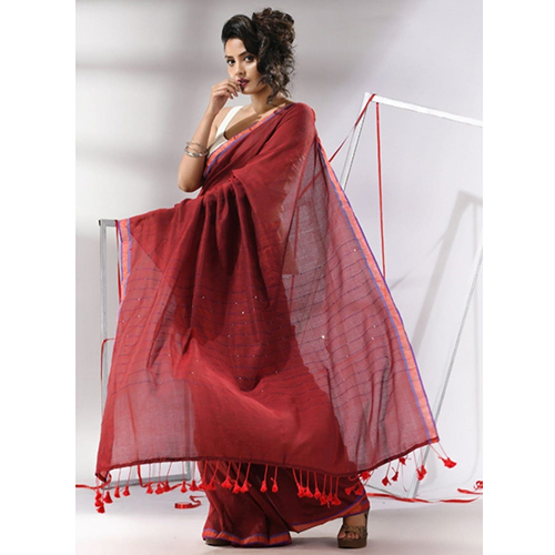 Khadi Cotton Saree - Premium Quality Elegant Black Casual Wear For Summer & Winter