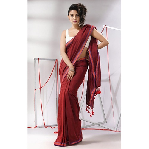 Khadi Cotton Saree - Premium Quality Elegant Black Casual Wear For Summer & Winter
