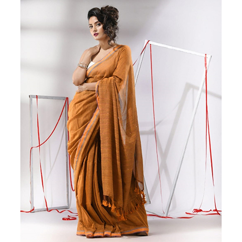Khadi Cotton Saree - Premium Quality Elegant Black Casual Wear For Summer & Winter