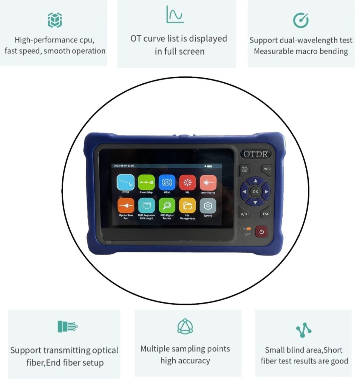 Tech Test Mini Smart Otdr Optical Time Domain Reflectometer - Color: Blue