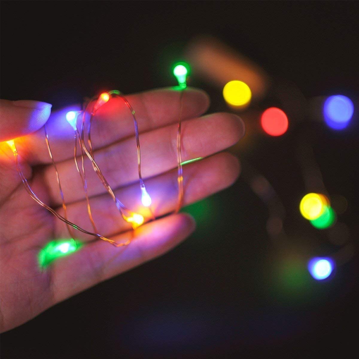Mitsico Multicolor Led Fairy String Lights - 20 Light Sources, 2m Copper Wire | Battery Powered, Indoor/outdoor Usage For Halloween, Christmas, And Weddings