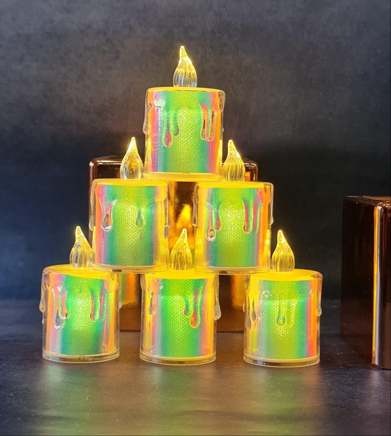 Mitsico Multicolor Smokeless Candles Diva Led Tea Lights - Plastic, Decorative Candles | Flameless Ideal For Festivals, Parties & Special Occasions