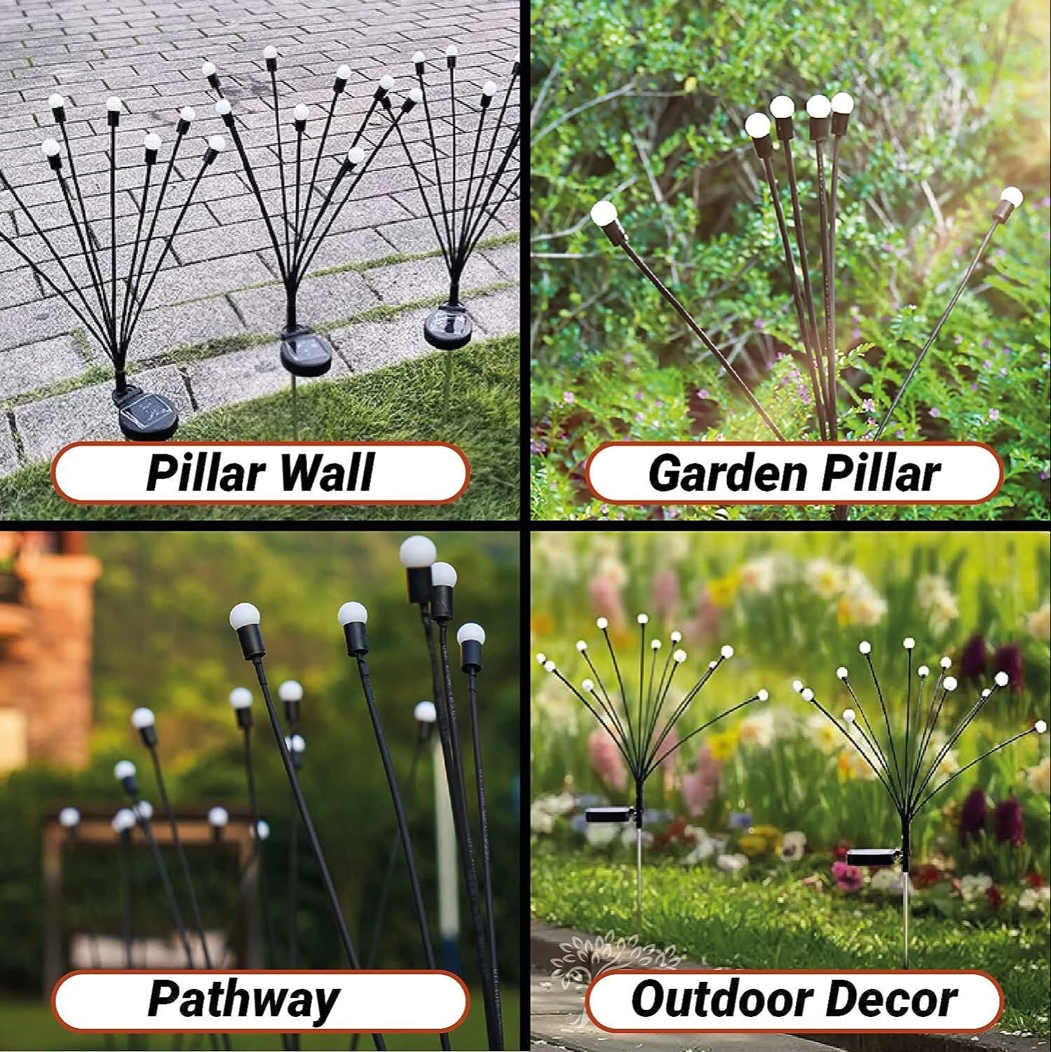 Mitsico Solar Powered Firefly Lamp - Plastic, Multicolor, Solar Powered Design | High-efficiency Ip65 Waterproof Panel, Easy Installation, Ideal For Gardens And Events