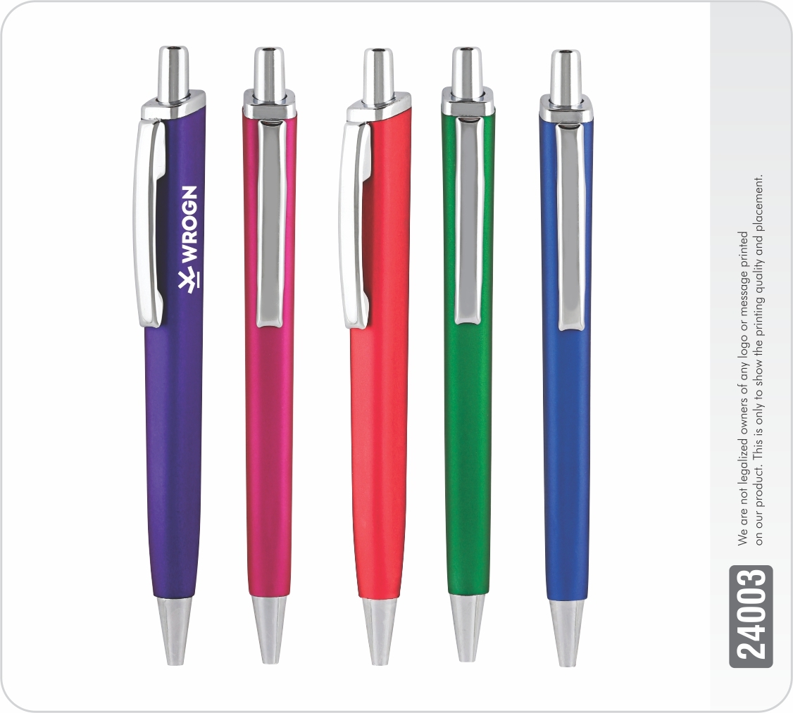 Square Metallic Ball Pen - Plastic Body, Blue Ink, Metallic Finished With Chrome Parts | Customizable In Various Metallic Colors, 2-year Refill Shelf Life