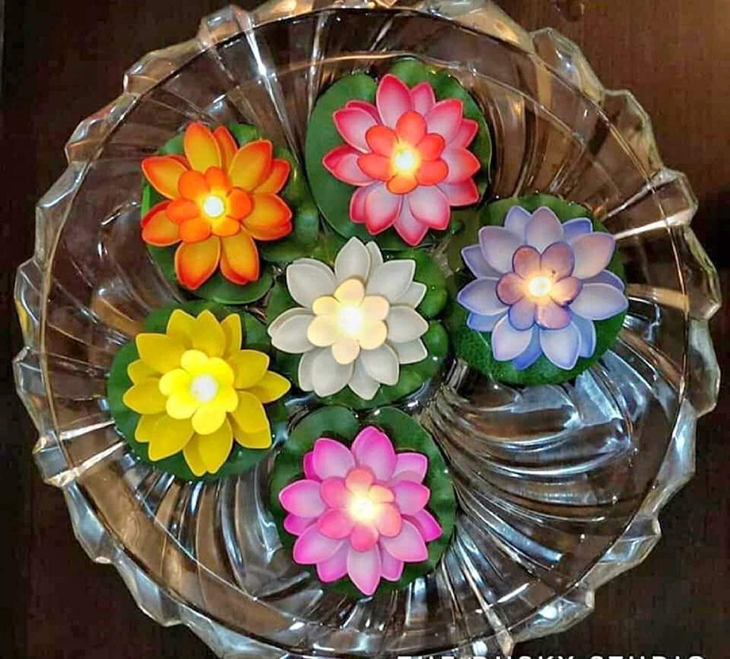 Mitsico Led Water Floating Lotus Flowers With Batteries - Plastic Material, Multicolor Illumination | Enchanting Ambience For Home Decor