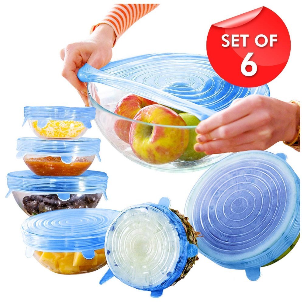 Mitsico Silicone Lid Microwave Safe Silicone Lids - 6 Sizes, Multicolor, Leak-proof Airtight Seal For Odd-shaped Containers, Dishwasher Safe