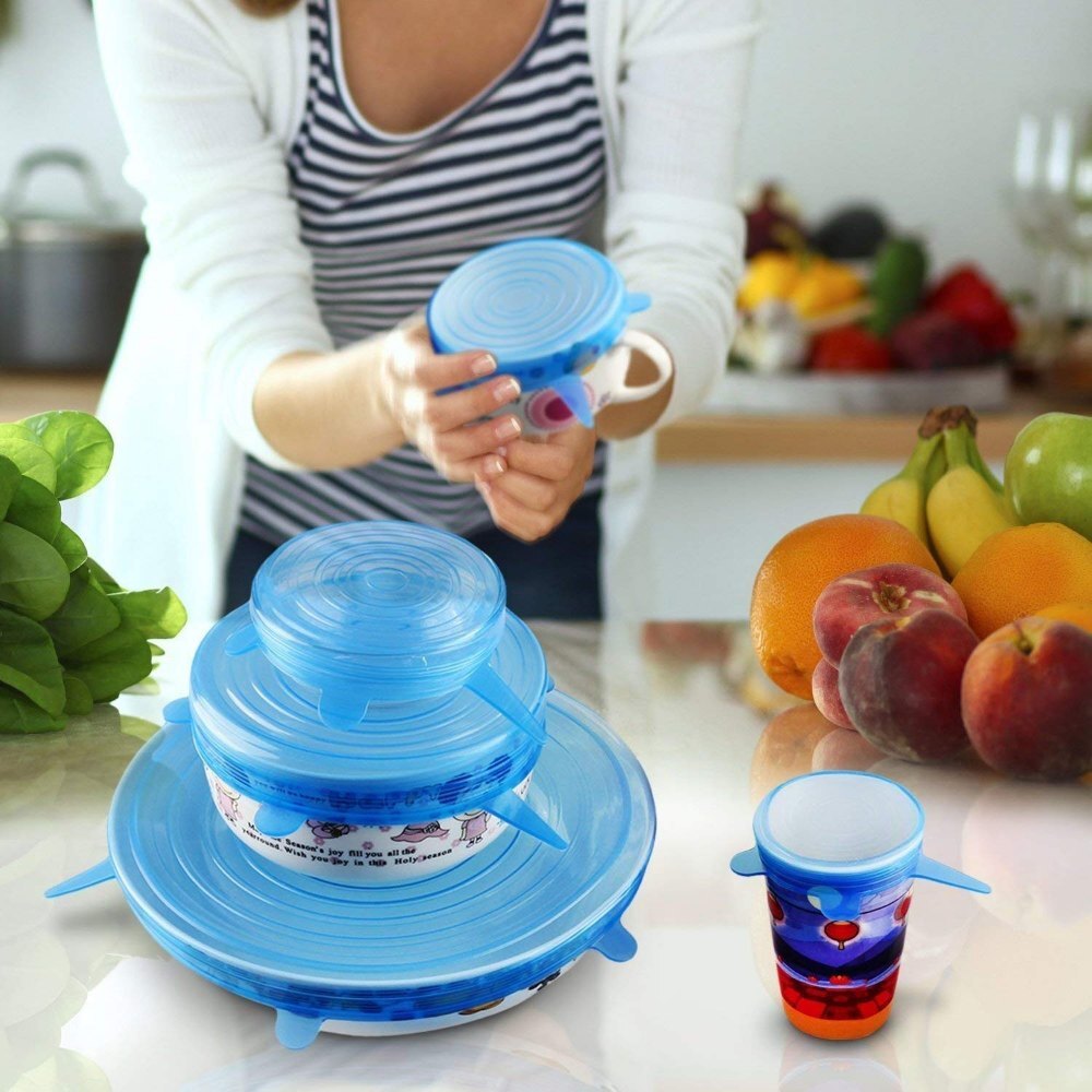 Mitsico Silicone Lid Microwave Safe Silicone Lids - 6 Sizes, Multicolor, Leak-proof Airtight Seal For Odd-shaped Containers, Dishwasher Safe