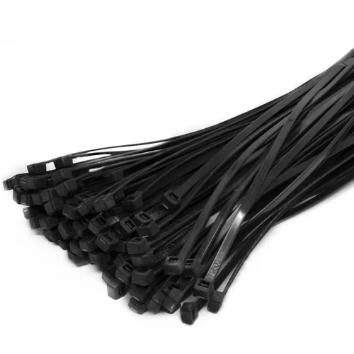 250X4.8 UV Black Cable Tie - Nylon Material, Size 250X4.8 mm, Color Black | Industrial Use, 1 Year Warranty