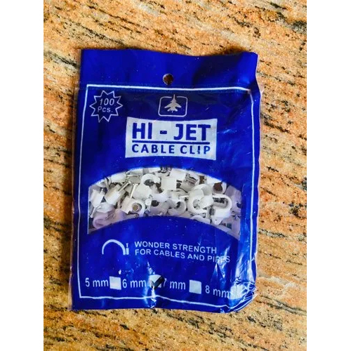Hi-jet Cable Clip - Metal & Plastic, 7 Mm Size, White Color | Industrial Grade Durability And Versatile Application
