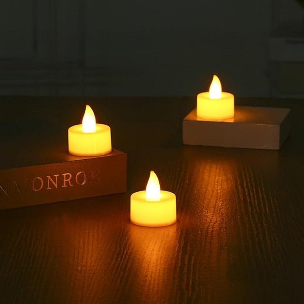 Mitsico Smokeless Candles Led Light Diya - Plastic Material, Compact Size, Yellow Color | Versatile Decors, Flameless Safety, Lasting Luminosity