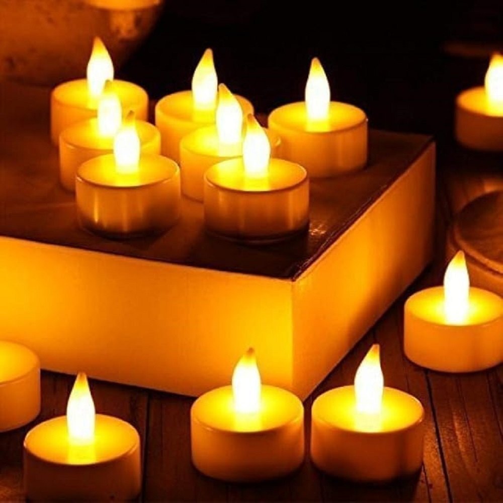 Mitsico Smokeless Candles Led Light Diya - Plastic Material, Compact Size, Yellow Color | Versatile Decors, Flameless Safety, Lasting Luminosity