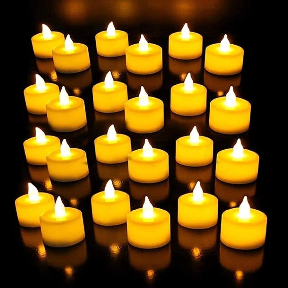 Mitsico Smokeless Candles Led Light Diya - Plastic Material, Compact Size, Yellow Color | Versatile Decors, Flameless Safety, Lasting Luminosity