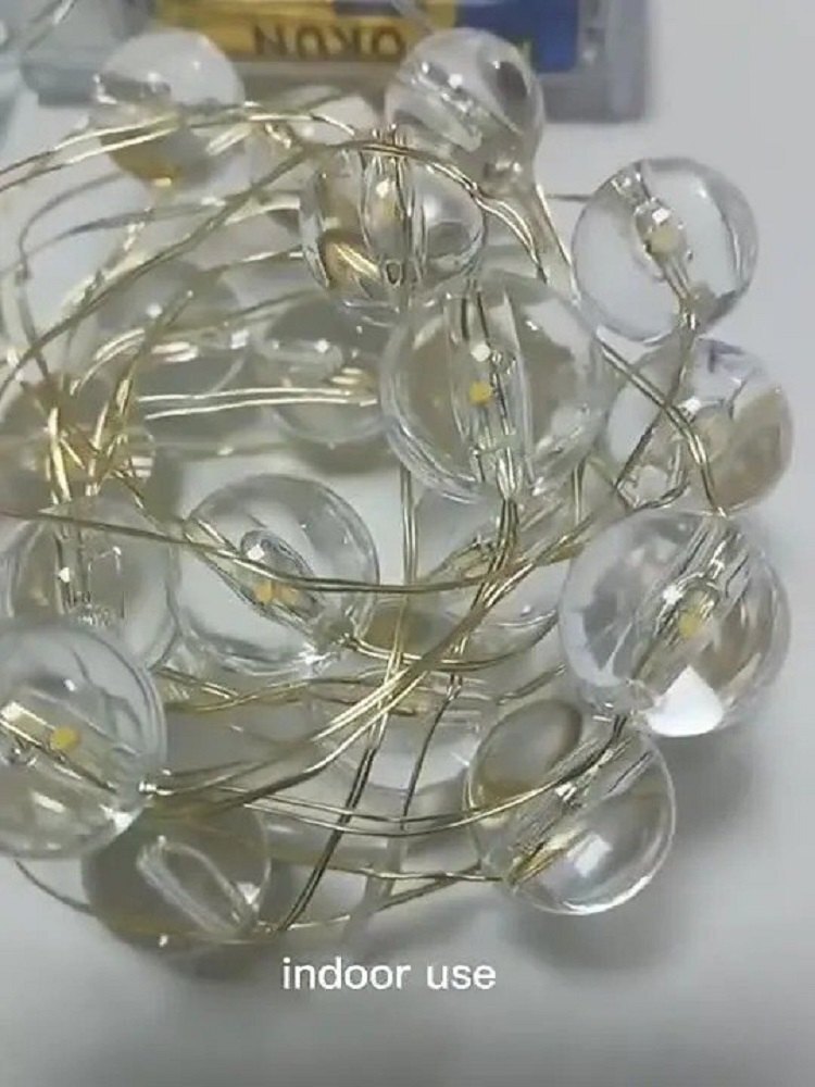 Led Crystal Ball String Lights - Silver Plated Copper Wire, 80 Durable And Waterproof Led Spheres For Indoor And Outdoor Holiday Decorations