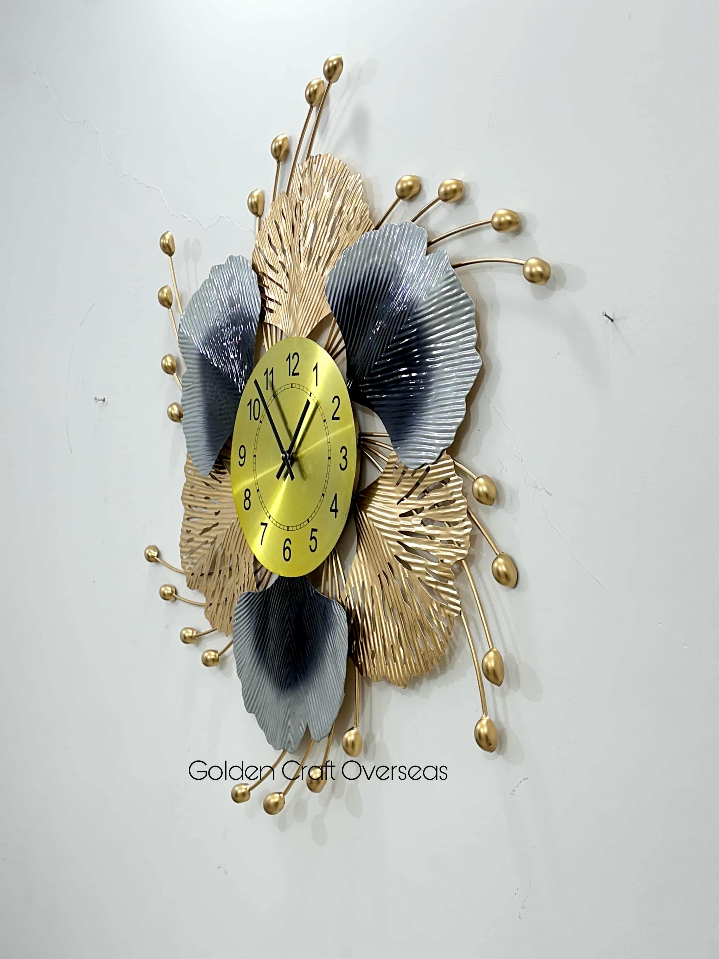 Designer Wall Clock - 36x36x2 Cm, Gold And Black Round Fashion Clock With Minimalist Aesthetic