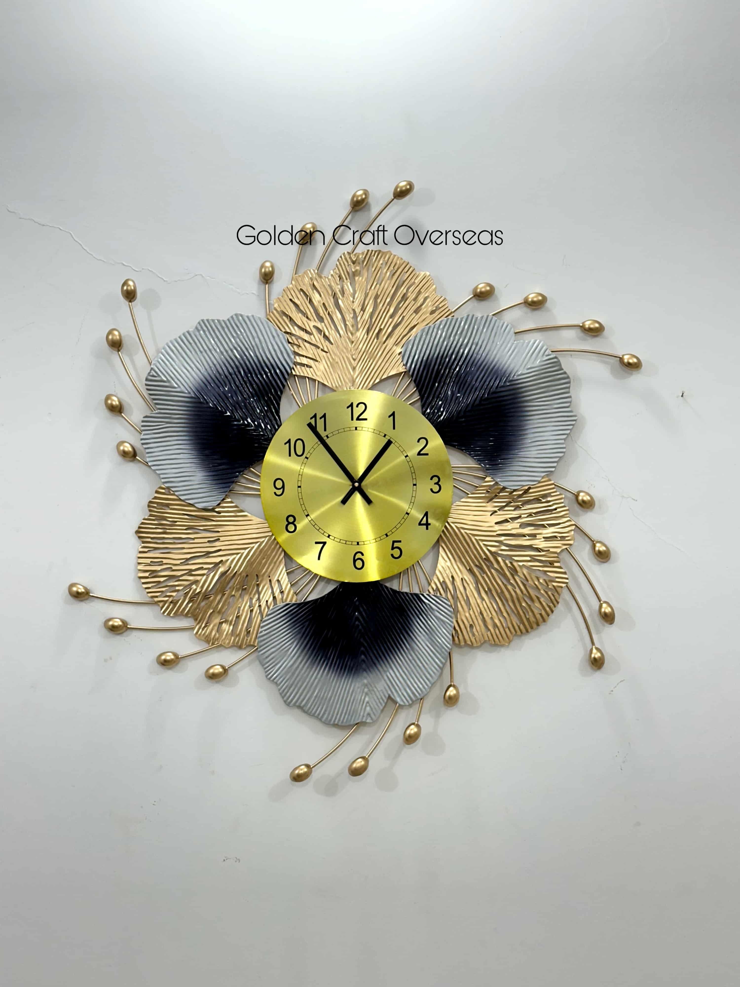 Designer Wall Clock - 36x36x2 Cm, Gold And Black Round Fashion Clock With Minimalist Aesthetic
