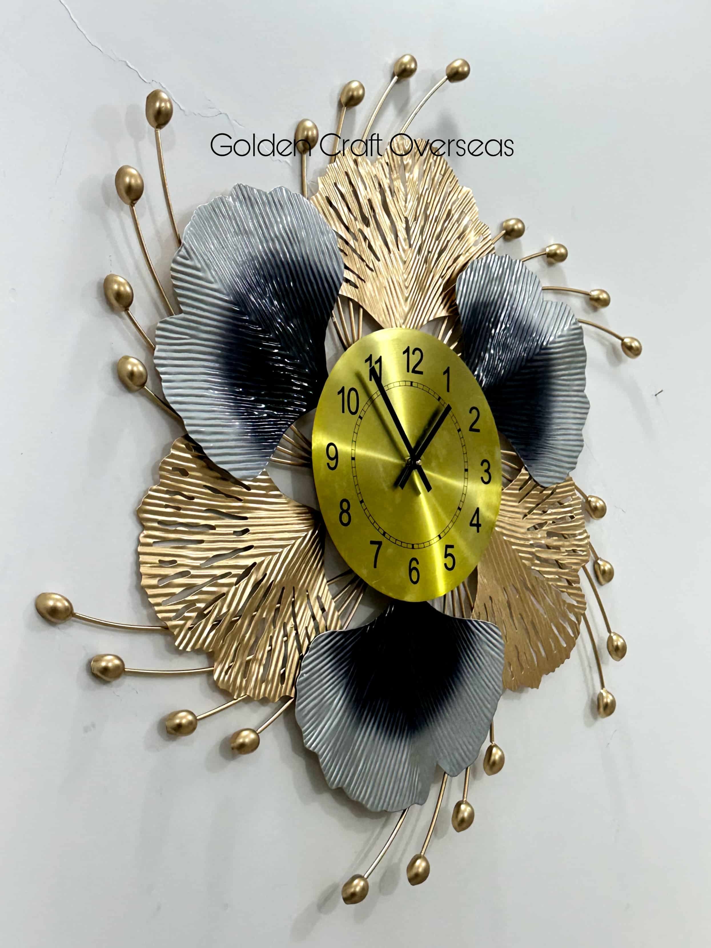 Designer Wall Clock - 36x36x2 Cm, Gold And Black Round Fashion Clock With Minimalist Aesthetic