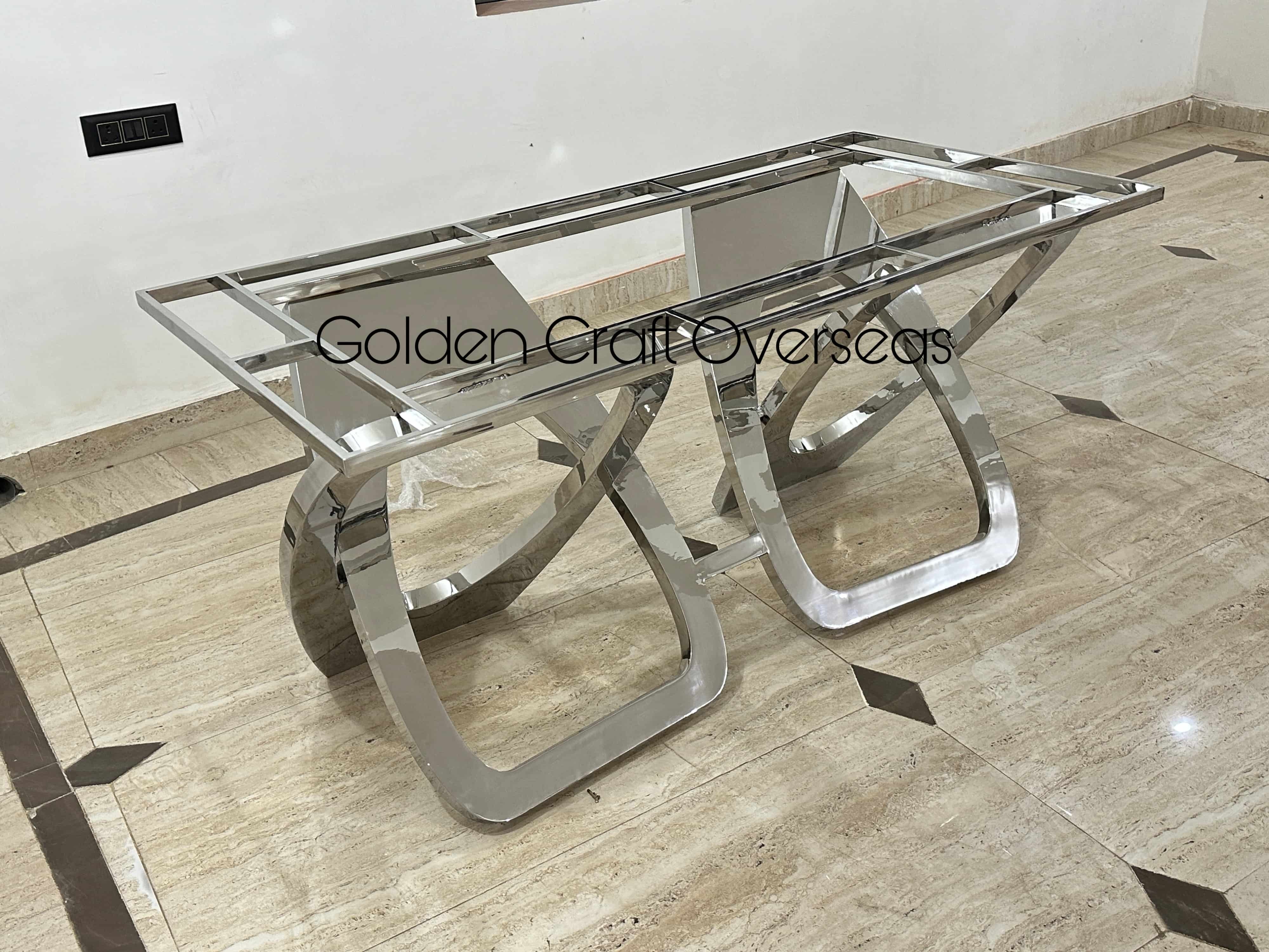 Natural Finish Dining Frame - Stainless Steel, 62x32x30 Inches | Antique Design, Hassle-free Use, Customizable Dã©cor